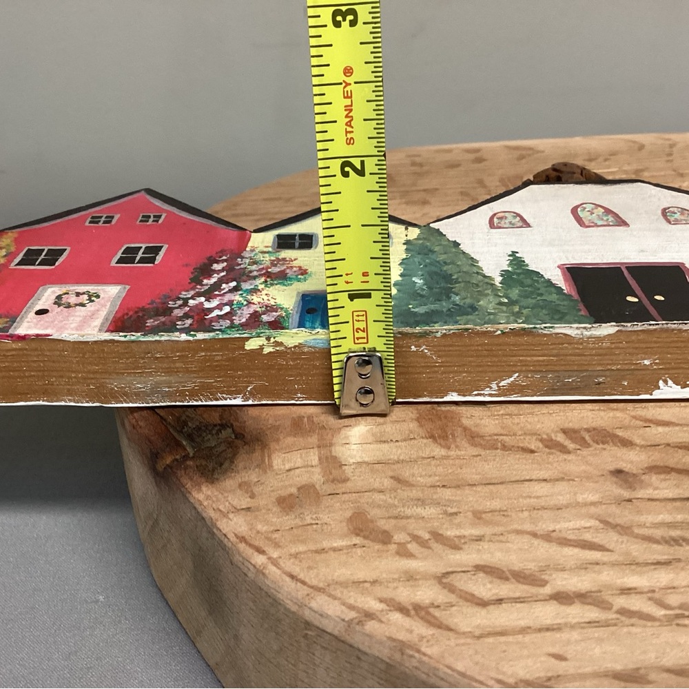 🔵 Beautiful Hand Painted Row of Homes & Church - Solid Wood - Very Unique Decor - Picture 12 of 15